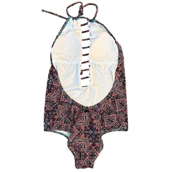 Volcom Women’s Tidal Motion Tie One-Piece Swimsuit Geometric Multi Size Medium - Picture 3 of 6